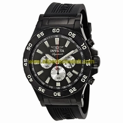 Invicta Watches : 7446 Black Dial Fixed Black Ion-plated Band Men Watch