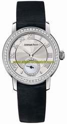 Audemars Piguet Watches : 77228BC.ZZ.A001MR.01 Manual Wind 18kt White Gold Silver Dial Black Satin Band Women Watch