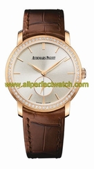 Audemars Piguet Watches : 77239OR.ZZ.A088CR.01 Manual Wind 18kt Rose Gold Silver Dial Brown Crocodile Leather Band Women Watch
