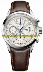 Raymond Weil Watches : 7730-STC-65021 Automatic Chronograph Silver Dial Stainless Steel With Brown Leather Strap Men Watch