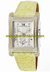 Bedat & Co Watches : 778.056.109 Quartz Chronograph Diamond Dial Yellow Leather Women Watch