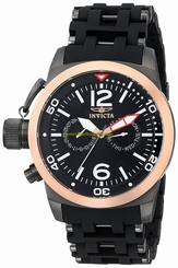 Invicta Watches : 80051 Black Dial 18kt. Gold Plated Stainless Steel Men Watch