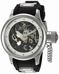 Invicta Watches : 80114 Mechanical Hand Wind Skeleton Dial Black Polyurethane Men Watch