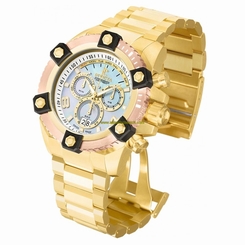 Invicta Watches : 80190 Silver Dial Uni-directional Rotating Pink Ion-plated Band Men Watch