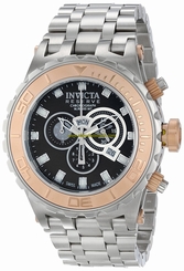 Invicta Watches : 80631 Black Dial Stainless Steel Band Men Watch
