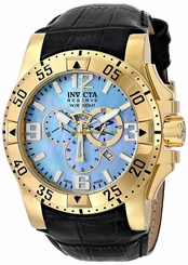 Invicta Watches : 80674 Quartz Chronograph Day Date Black Leather Men Watch