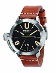 U-Boat Watches : 8105 Automatic Date Brown Leather Men Watch