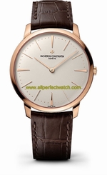Vacheron Constantin Watches : 81180/000R-9159 Manual Wind Analog 18K Rose Gold Case Dark Brown Alligator Men Watch