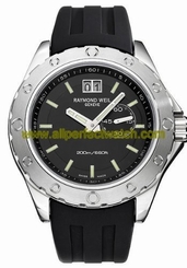Raymond Weil Watches : 8300-SR1-20001 Quartz Black Dial Stainless Steel Case With Rubber Strap Men Watch