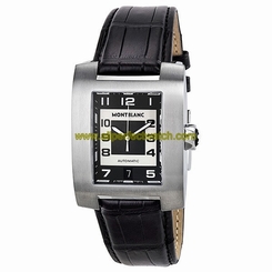 MontBlanc Watches : 8553 Automatic Date Rectangle Black Leather Men Watch
