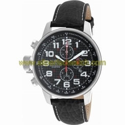 Invicta Watches : 90065 Black Dial Leather Men Watch