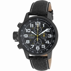 Invicta Watches : 90068 Black Dial Leather Men Watch