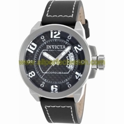Invicta Watches : 90206 Black Dial Leather Men Watch