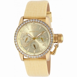 Invicta Watches : 90222 Gold Dial Leather Men Watch