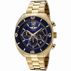 Invicta Watches : 90232-005 Blue Dial Gold-plated Stainless Steel Band Men Watch