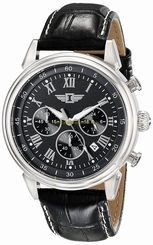 Invicta Watches : 90242-001 Quartz Chronograph Date Black Leather Men Watch
