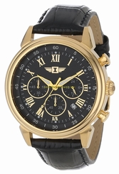 Invicta Watches : 90242-003 Quartz Chronograph Date Black Leather Men Watch