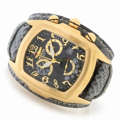 Invicta Watches : 90265 Black Dial Leather Band Men Watch