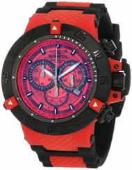 Invicta Watches : 938 Red Dial Stainless Steel Band Men Watch