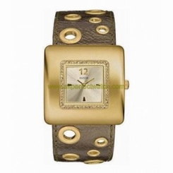 Guess Watches : 95242L3 Quartz Gold Tone Stainless Steel With Brown Leather Strap Women Watch