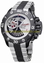 Zenith Watches : 96.0525.4021/21.M525 Automatic Black Carbon Fiber And Tiered Silver Chronograph With Propeller Shaped Sub-s, Escapement View Dial Titanium And Black Kevlar Band Men Watch