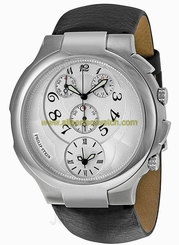 Philip Stein Watches : 9-CRW3-CB Quartz Chronograph White Dial Black Leather Women Watch