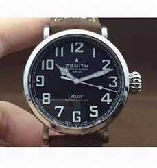 Zenith Pilot Extra Special SS/LE Black Dial on Leather Strap