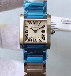 Cartier Tank Francaise Ladies WSTA0005 25MM x 30MM TW Stainless Steel White Dial Swiss Quartz