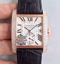 Cartier Tank MC WGTA0014 JF Rose Gold & Diamonds White & Black Dial Swiss 1904MC