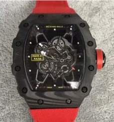 Richard Mille RM35-01 Rafael Nadal Forged Carbon Skeleton Black Dial Red Nylon Strap M9015