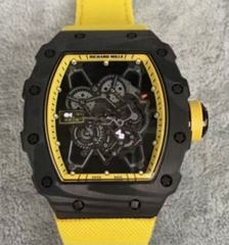 Richard Mille RM35-01 Rafael Nadal Forged Carbon Skeleton Yellow Dial Yellow Nylon Strap M9015
