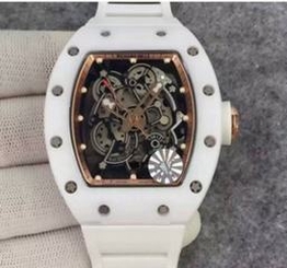 Richard Mille RM55 White Ceramic Rose Gold Skeleton Dial M8215