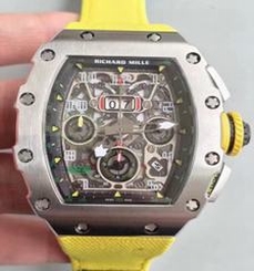 Richard Mille RM011-03 KV V2 Stainless Steel Black Skeleton Dial Swiss 7750