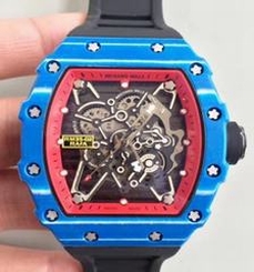 Richard Mille RM35-01 Rafael Nadal KV Blue Forged Carbon Red & Skeleton Dial M6T51