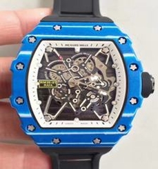 Richard Mille RM35-01 Rafael Nadal KV Blue Forged Carbon White & Skeleton Dial M6T51