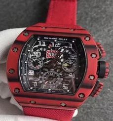Richard Mille RM011 Red QTPT Flyback Chronograph KV Red Forged Carbon Black Skeleton Dial Swiss 7750