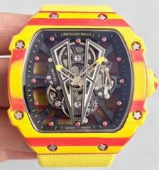 Richard Mille RM27-03 Rafael Nadal KL Yellow & Red Forged Carbon Black Skeleton Dial M9015