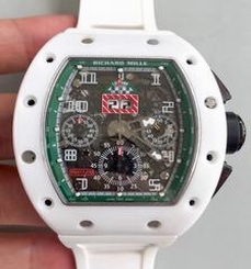 Richard Mille RM011-FM Felipe Massa Flyback Dubai Chronograph KV White Ceramic Green Skeleton Dial Swiss 7750