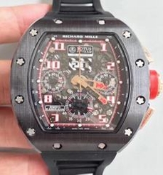 Richard Mille RM011-FM Felipe Massa Flyback Dubai Chronograph KV PVD Black & Red Skeleton Dial Swiss 7750