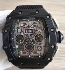 Richard Mille RM011-03 Flyback Chronograph KL Forged Carbon Black Skeleton Dial Swiss 7750
