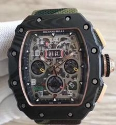 Richard Mille RM011-03 Flyback Chronograph KL Forged Carbon Black Skeleton Dial Swiss 7750