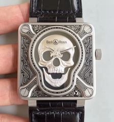 Bell & Ross BR 01 Burning Skull N Stainless Steel Black Dial M9015