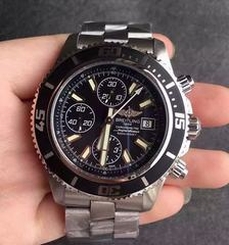 Breitling Superocean Chronograph A1334102/BA84/134A N Stainless Steel Black & White Dial Swiss 7750