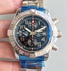 Breitling Avenger II Automatic Chronograph GF Stainless Steel Black Dial Swiss 7750