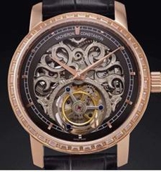 Vacheron Constantin Patrimony Tourbillon 24K Rose Gold Plated & Diamonds Skeleton & Black Dial Swiss Tourbillon