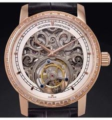 Vacheron Constantin Patrimony Tourbillon 24K Rose Gold Plated & Diamonds Skeleton & White Dial Swiss Tourbillon