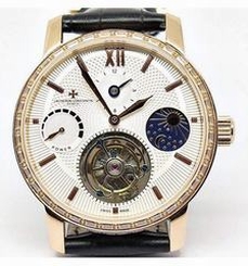 Vacheron Constantin Patrimony Tourbillon Rose Gold & Diamonds White Dial Swiss Tourbillon