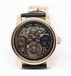 Vacheron Constantin Patrimony Tourbillon Rose Gold Skeleton & Black Dial Swiss Tourbillon