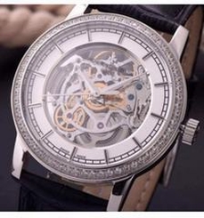 Vacheron Constantin Patrimony Stainless Steel & Diamonds Skeleton & White Dial Swiss 2824