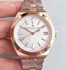 Vacheron Constantin Overseas 47040 8F Rose Gold White Dial Swiss 5100